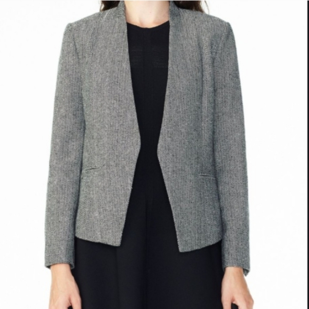 Armani Exchange CROPPED HERRINGBONE BLAZER Sz 8, 19" PTP, 22"L